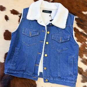 NWT L&B Denim Vest with Sherpa Lining